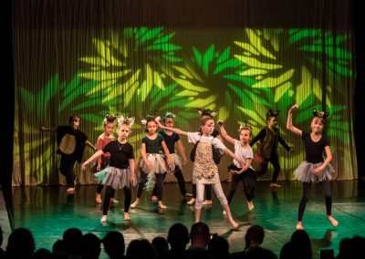 Závěrečné představení tanečního oboru, 14.6.2023, Divadlo U Hasičů, skupina tančících žákyň.